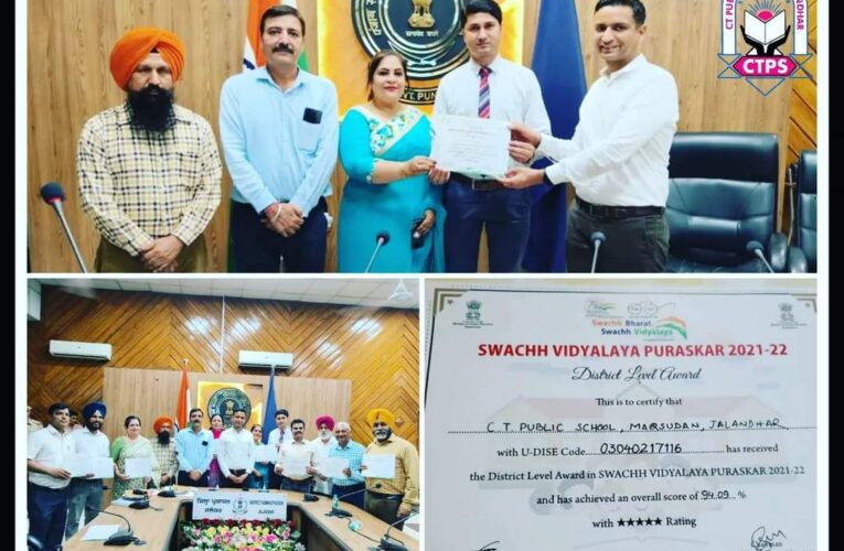 CT Public School receives Swacch Vidyalaya Puraskar 2021-22